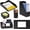 Black, variant on 6 Piece Office Supplies/Desk Organizer Set with Desktop Leather Writing Pad,File Paper Tray,Magazine folder Holder, Pen Cup,Sticky Note Holder,Letter Mail Sorter,Workspace Decor for Women Men Brown