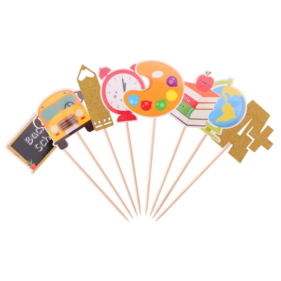 Milisten Back to School Cake Toppers for Party Decorations, Desserts, Fruits - Paper Baking Supplies for Celebrations