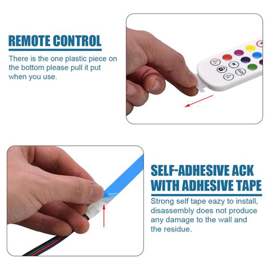 LED Strip Lights, Lights Strip Music Sync, App Control with Remote, 5050 RGB LED Light Strip Color Changing 24-Key Remote, Sensitive Built-in Mic, LED Lights Rope Lights for Home TV Party