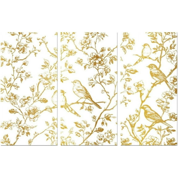 Rub on Transfer Sticker for Furniture Crafts Decor 6"x12" Gold Branches and Birds 3Pcs Waterproof UV DTF Transfer for Lingerie Chests Drawer Dresser Glass Porcelain Wood Plastic