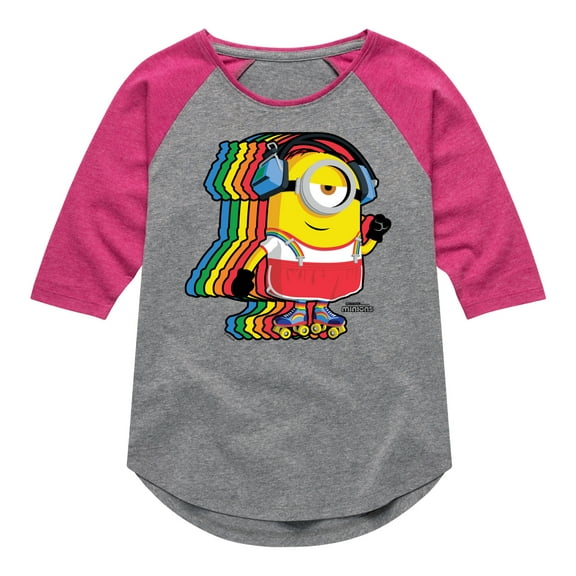 Despicable Me Minions - Retro Rainbow Skater - Toddler & Youth Girls Raglan Graphic T-Shirt