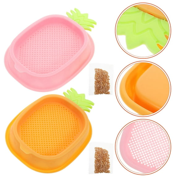 Tineasur 2Pcs Indoor Hydroponic Cat Grass Growing Kit with Soilless Planting Pots