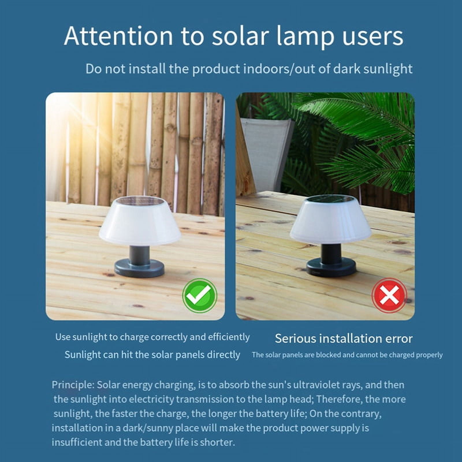 Outdoor Solar Table Lamp Waterproof Garden Indoor Desk Solar Read Lamp Dimmable Cordless Night Light