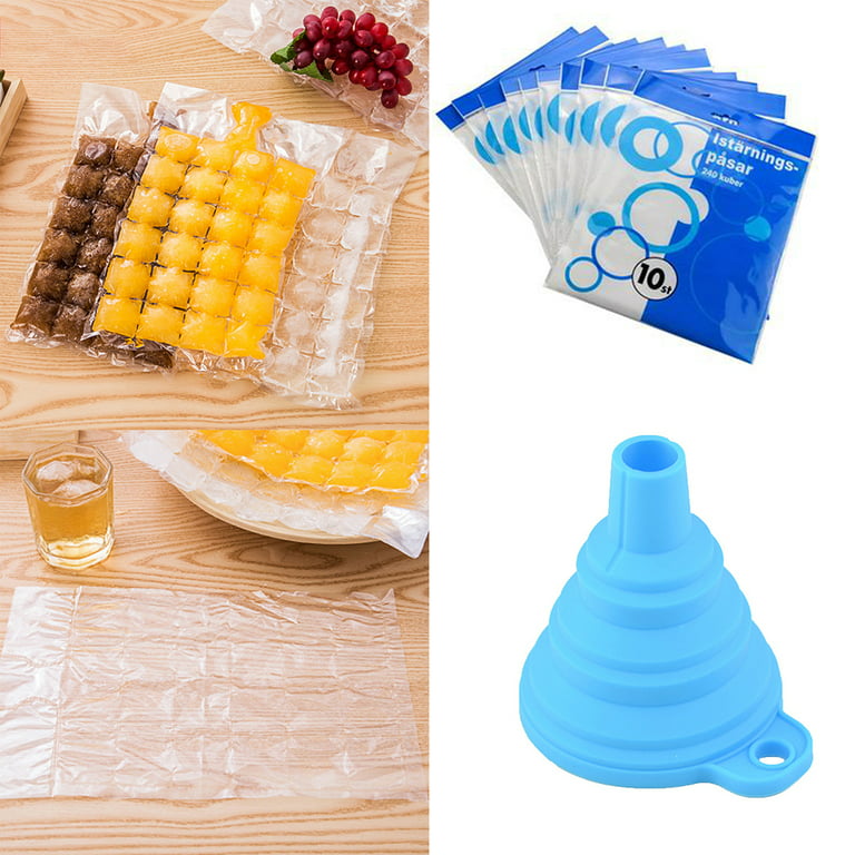 240 Ice Cube Bags Cube Freezer Bags Maker Disposable Clear Fridge Party  Plastic