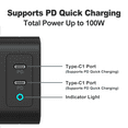 thumbnail image 4 of KUMI PowerPort,100W 2-Port USB C Charger GaN,USB C Wall Charger With QC 3.0 Portable Fast Charger for USB C laptops, MacBook Pro/Air, Samsung Galaxy S20, Dell XPS 13, iPhone 13 12, iPad Pro, 4 of 6