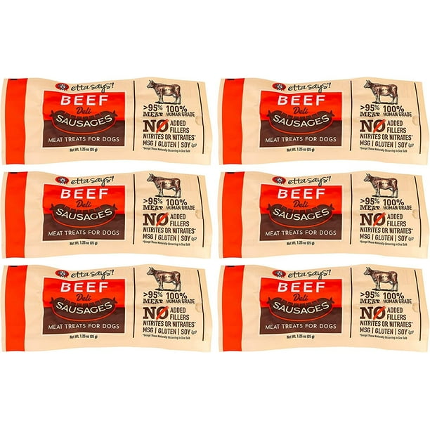 ETTA SAYS! Deli Sausage Link Meat Treats for Dogs Pack of 6 Made in The