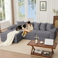 thumbnail image 5 of SOULART 102.00" Cloud Couch, Gray Sectional Sofa, Convertible Floor Sleeper Sofa for Living Room, No Assembly Required with 6 Pillows, 5 of 13