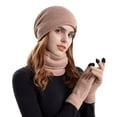 thumbnail image 2 of Unisex Soft Knit Plush Hat Scarf Gloves Set Winter Warm Ear Bib Winter Set for Seniors Easy On Off Knit Cap Scarf Gloves Soft Gentle on Skin Scarf a Hat Gloves, 2 of 5