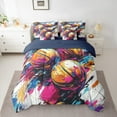 thumbnail image 2 of Feelyou Basketball Sports Teens Bedding Comforter Set 7pcs, Splash Watercolor Queen Bedding Sets, Simple Graffiti Style Reversible Queen Sheet Sets, Microfiber Bedroom Decor, 2 of 7