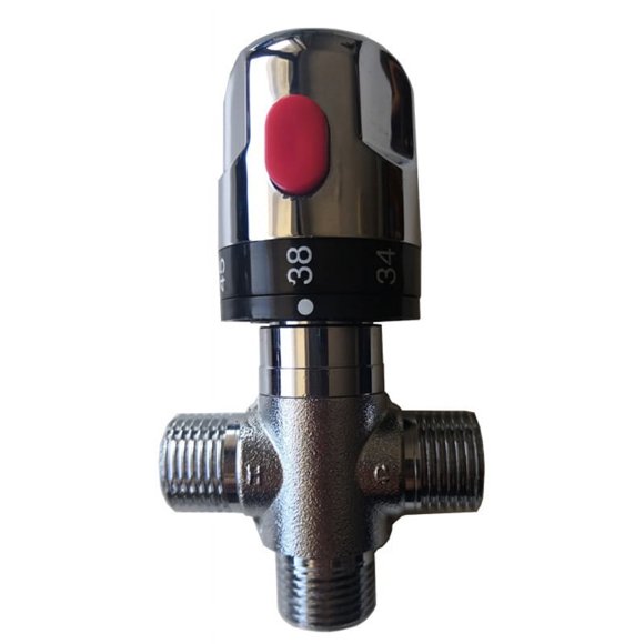 Cold And Hot Water Mixer, Solid Brass Thermostatic Mixing Valve With Fahrenheit Scale Mark, Chrome Plated Non-Plastics Faucet Body For Safe Water Temperature Control In Your Home (Versatile Design)