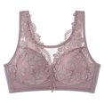 thumbnail image 2 of HOMBOM Bralette Bras for Older Women Breathable Lace Full Coverage Bras Purple Wireless Basic Brassiere 36C, 2 of 4