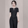 thumbnail image 1 of Ropa de mujer Estilo frío Ropa de mujer Traje de alta gama Verano Nueva moda Elegante Elegante Reductor de edad Slim-fit Negro Azul, 1 of 5