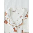 thumbnail image 3 of Apricot Teddy Bear Print Pajama Set: Short Sleeve Button-Up Top & Shorts, 3 of 7