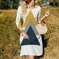 thumbnail image 3 of Abstract Triangles Geometric Art Print Flare Dress Square Neck Dress Elegant Female Fashion Printed Dress, 3 of 9