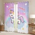 thumbnail image 2 of Feelyou Dreamy Unicorn Kids Curtains Pack of 2 (42x84 Each), Rainbow Stars Rainbow Curtains Blackout, Kawaii Cartoon Animal Bedroom Curtains, Window Curtains Decor, 2 of 6