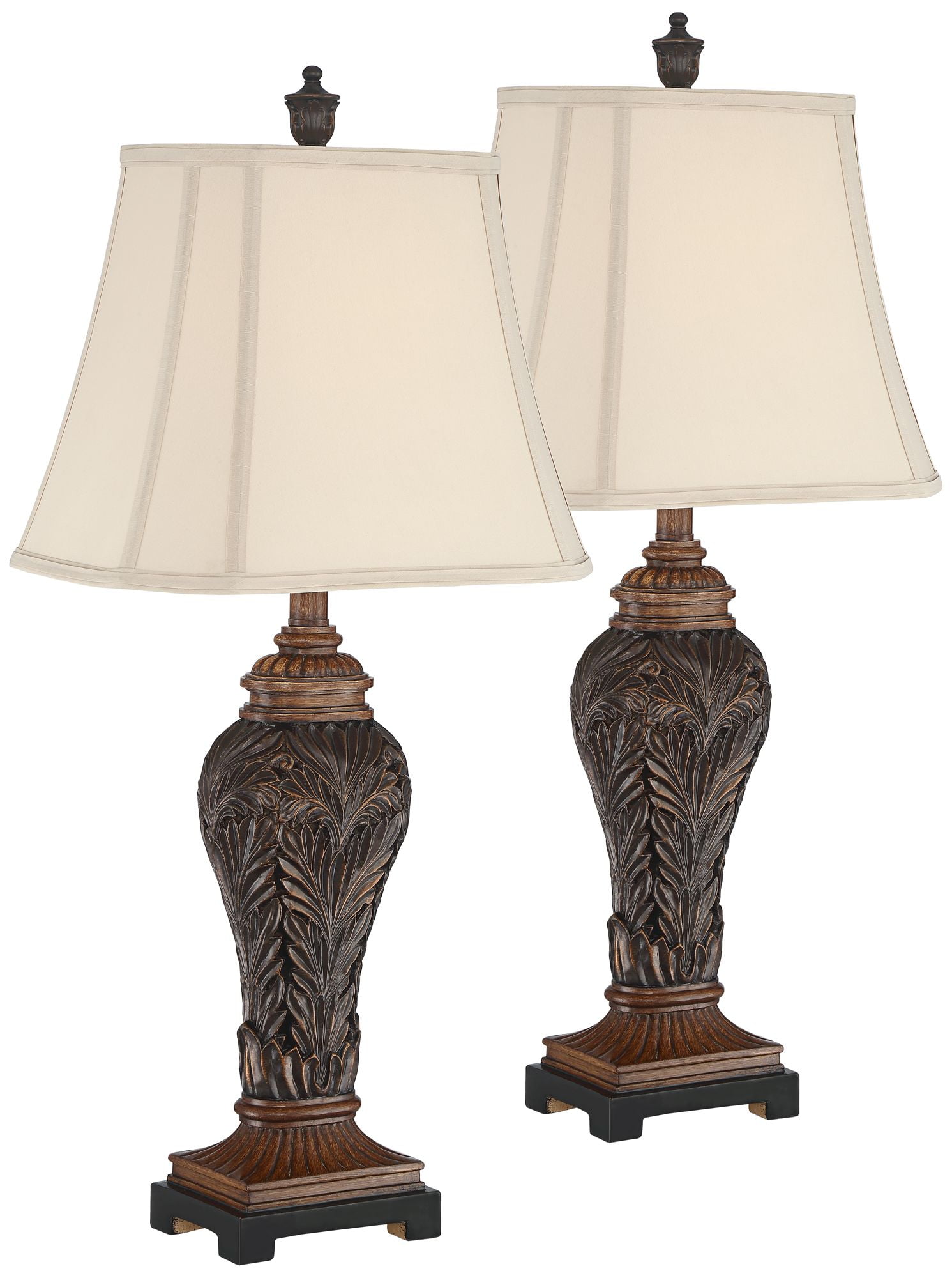 Barnes and Ivy Traditional Table Lamps Set of 2 Leafwork Bronze Vase