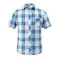 thumbnail image 2 of WREESH Men's Cotton Plaid Button Down Shirts Short Sleeve Casual Style with Pocket and Turndown Collar Blue, 2 of 4