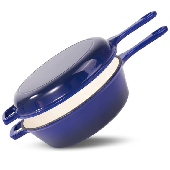 Fijinhom 2-In-1 Enameled Dutch Oven, Multifunctional Enamel Cookware, Lid Works As Skillet, Oven & All Stovetops Compatible Nonstick Cooking Pot