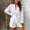 White, variant on MORTTIC Women's Elegant V-Neck Lace Blouse & Shorts Set - Summer Semi-Sheer Hollow-Out Two Piece Outfit