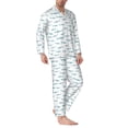 thumbnail image 2 of Fotbe Cute Shark Pijama de Hombre con Estampado de Manga Larga, Conjunto de 2 Piezas, Ropa de Dormir Suave y Cómoda con Bolsillos-Small, 2 of 7