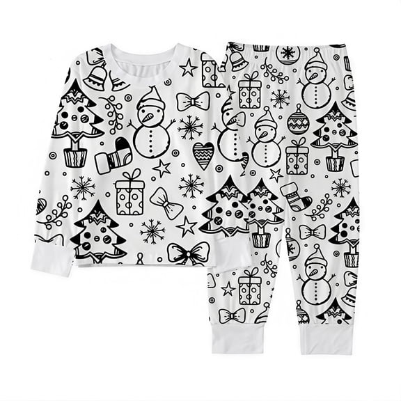 FAWUUDO Christmas Colorable Pajamas Sets 2 Piece Hand Painted Sleeppwear Holiday Coloring Your Own Clothing