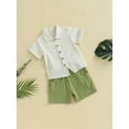 thumbnail image 3 of Bagilaanoe 2pcs Toddler Baby Boy Short Pants Set Short Sleeve Shirt Tops + Shorts 6M 12M 18M 24M 3T 4T Kids Casual Summer Outfits, 3 of 9
