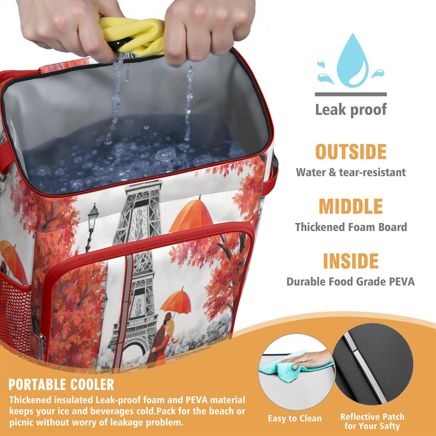 Tower Pink Cooler Backpack Insulated Waterproof Leak Proof Backpack Cooler Lightweight Lunch Picnic Camping Backpack Cooler for Men Women