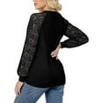 thumbnail image 5 of Aiyino Women's Long Sleeve Round Neck Tops Lace Casual Waffle Tee Loose Blouses T Shirts，Black S, 5 of 8