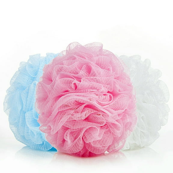 4 Pieces Assorted Color Nylon Bath Loofahs for Cleansing with Cord to Hang and Soothe Skin 4.5