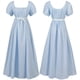 thumbnail image 4 of Vestido de la Edad Media de 5 colores, dulce, con mangas voladoras, con cordones, cintura suelta, vestido amplio con vuelo y hombros descubiertos, 4 of 6