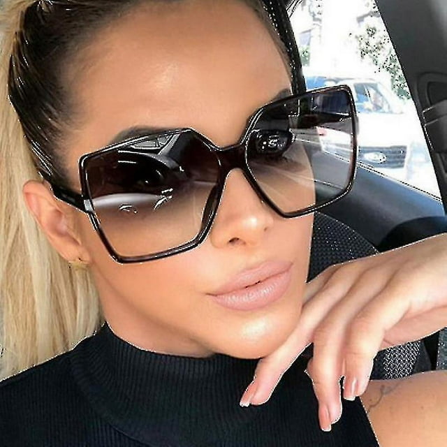 Gafas de sol cuadradas para mujer, montura grande de lujo, gafas de sol para mujer, moda negra