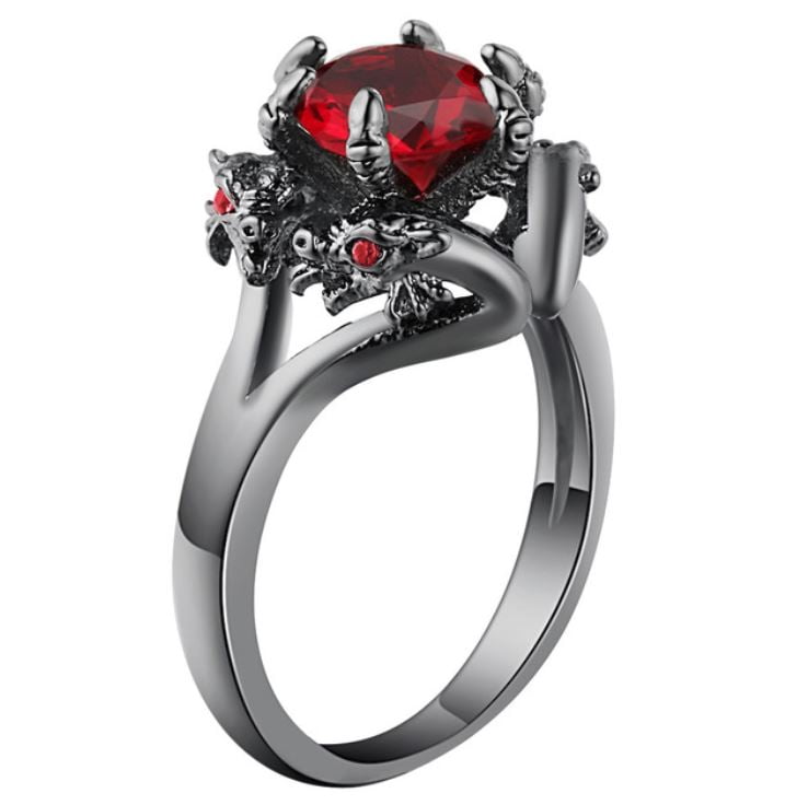 black and red diamond ring