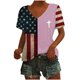 thumbnail image 4 of Tops Cortos para las Mujeres Día de la Independencia Patriótica Impreso Cuello en V, Manga Corta Top Casual para Diario, Fiesta Y Todas las Estaciones, 4 of 5