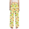 thumbnail image 3 of Dailycode Women's Pajama Pants Wide Leg Lounge Pj Bottoms With Pockets Orange Cherry Leaf, 3 of 7