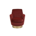 thumbnail image 3 of Swivel Barrel Chairs, Modern Round Velvet Arm Chair with Gold Stainless Steel Base, Comfy Upholstered 360 Degree Swivel Accent Chair for Living Room Bedroom, Easy to assemble, Brownish red, 3 of 9