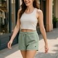 thumbnail image 4 of Dalix Astronaut Embroidered Shorts Washed Soft Fleece Relaxed Drawstring Pocket Fit Lounge Womens in Sage XS X-Small, 4 of 5