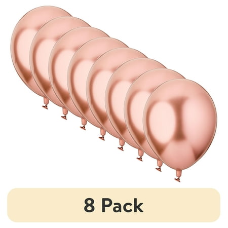 (8 pack) 12 Rose Gold Glossy Metallic Balloons 5 Count by Way To Celebrate