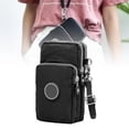 thumbnail image 4 of Bolso de hombro para teléfono para mujer, de nailon impermeable, minibolso tipo billetera para teléfono móvil con correa de hombro ajustable, color negro, 4 of 10