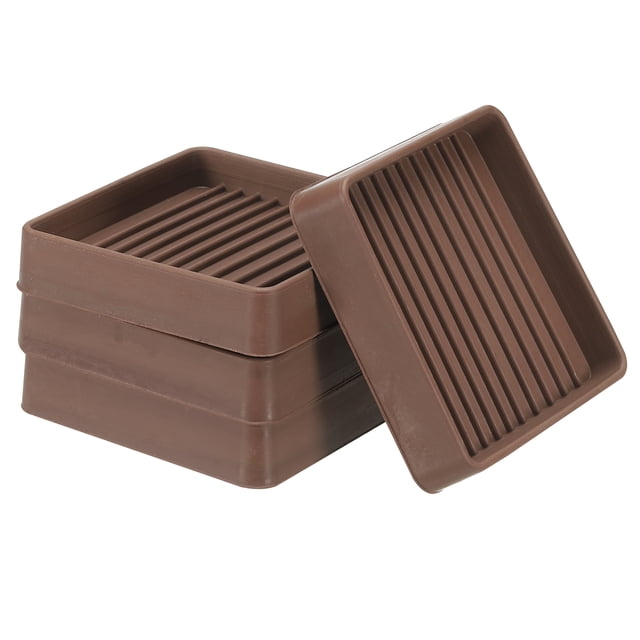 Uxcell Almohadillas cuadradas de goma para muebles, tazas antideslizantes para ruedas, protectores de piso anti-deslizantes para patas de muebles, cama, sofá, silla, marrón 2.5"x2.5"