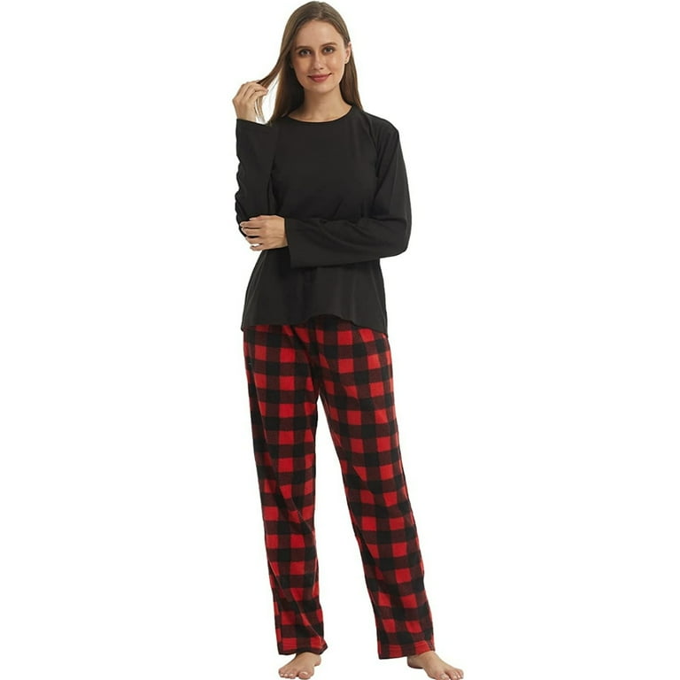 Womens fleece pajamas sets walmart sale