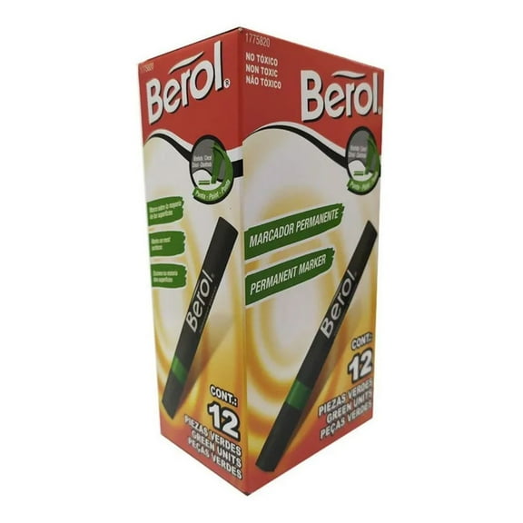 Marcador Permanente Berol Verde Punta Cincel 12 Pzs Unisex