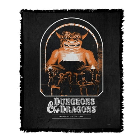 Dungeons & Dragons Blanket, 50'x60' First Edition Player's Handbook Cover Woven Tapestry Cotton Blend Fringed Throw