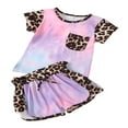 thumbnail image 3 of Baby Leopard Print Clothes Set Tie-dye T-shirt Elastic Waist Shorts, 3 of 5