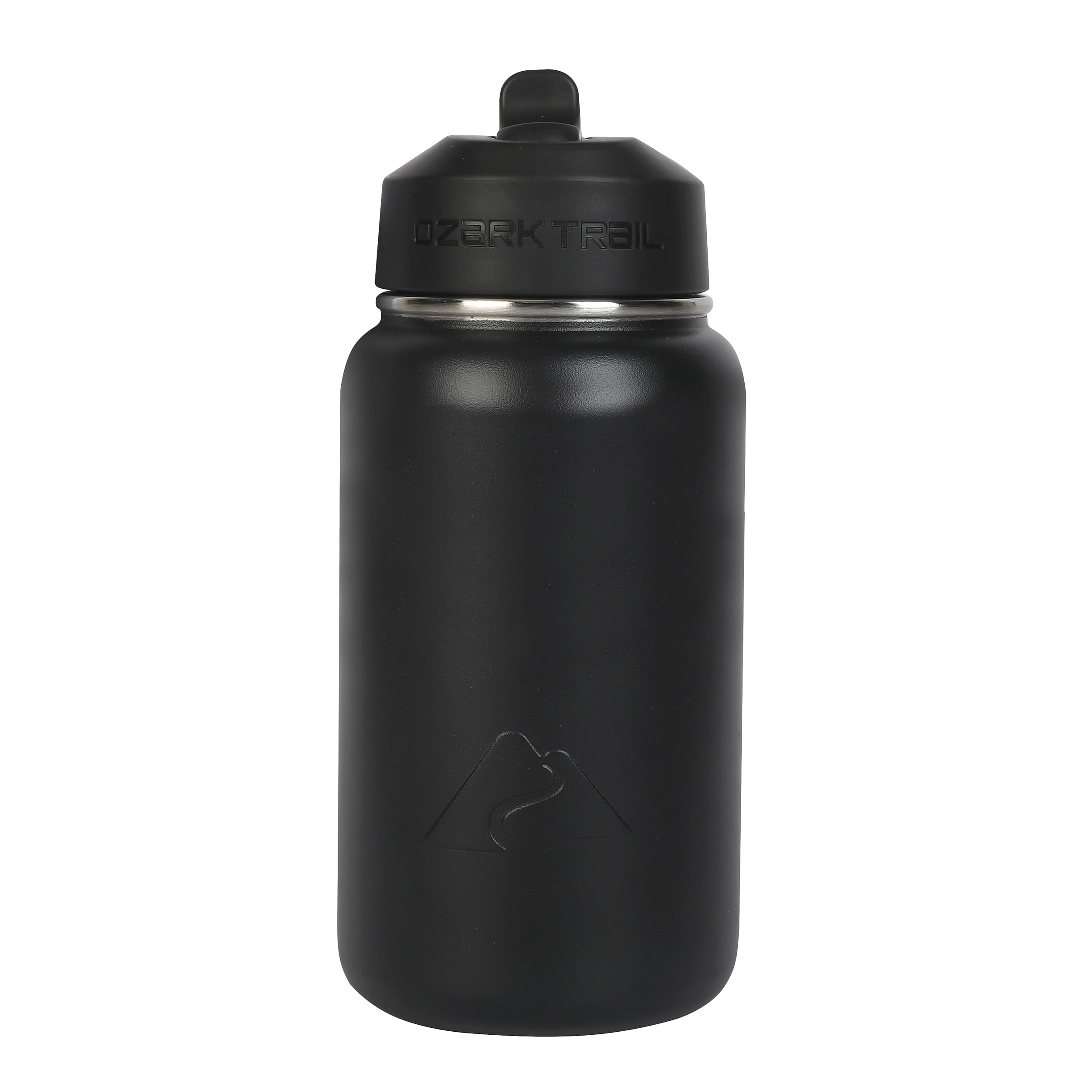 Ozark Trail Stainless Steel Insulated Flip-Straw Water Bottle, 18 oz, Black