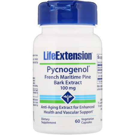 Life Extension  Pycnogenol  French Maritime Pine Bark Extract  100 mg  60 Vegetarian