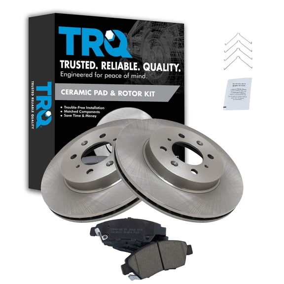 TRQ Front Brake Pad & Rotor Kit Brake Pads Brake Rotor Ceramic Fits Select 2003-2005 Honda Civic 1994-1997 Civic del Sol 2009-2013 Fit