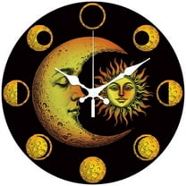 Moon Phase Wall Clock 12 Inch Battery Operated Wall Clocks Sun Non Ticking Silent Clocks Decorative Clock for Living Room Office Bedroom Home Decor