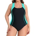 thumbnail image 1 of Charmo Plus Size Side Spliced One Piece Sport Swimsuit for Womens Racerback Athletic Bathing Suit, 1 of 7
