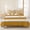 Ginger Yellow, variant on 3 Pieces Queen Quilt Set,Caramel Brown and White Striped Soft Bedding Sets with 1 Quilt & 2 Pillow Shams,Horizontal Wide Stripe Summer Bedspread Lightweight Coverlet Comforter for All Season