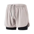 thumbnail image 5 of Mens 2 In 1 Running Shorts Quick Dry Athletic Shorts With Liner, Workout Shorts With Zip Pockets And Towel Loop Double-Layer Fitness Shorts To Prevent Exposure White S, 5 of 7